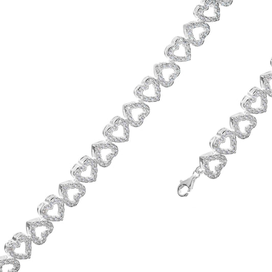 Pulsera de Plata Serie Corazones de Circones