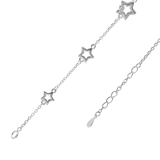Pulsera de Plata Serie Estrellas Aplicación Circón