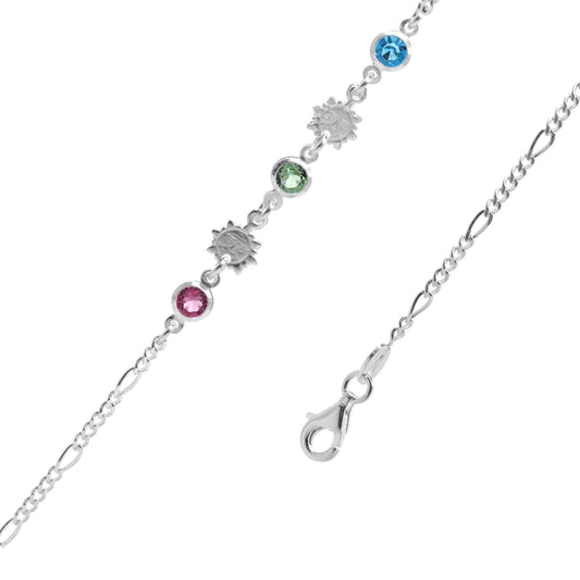 Pulsera de Plata Soles y Circones de Colores