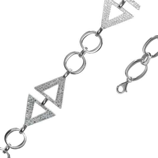 Pulsera de Plata Triángulos de Circones con Argolla Lisas