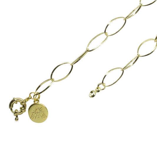 Pulsera Enchapada en Oro con Placa de Cierre Timón