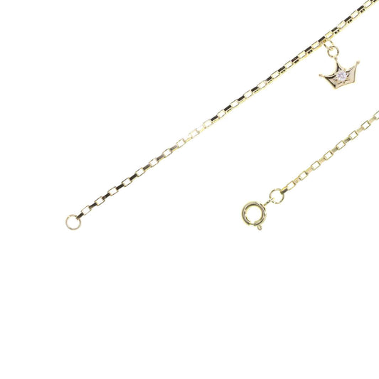 Pulsera Enchapada en Oro Corona Infantil con Circón