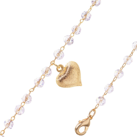 Pulsera Enchapada en Oro Cristales con Dije de Corazón Satinado