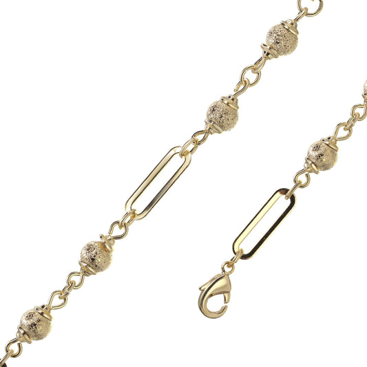 Pulsera Enchapada en Oro Diseño Eslabón con Esferas