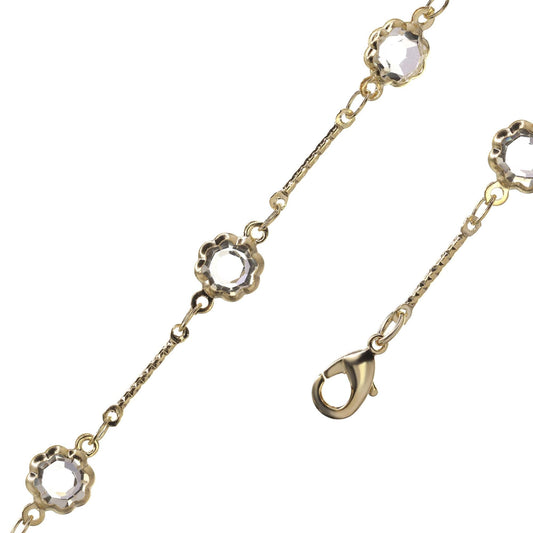 Pulsera Enchapada en Oro Diseño Varitas con Flores de Circones