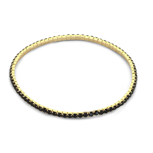Pulsera Enchapada en Oro Elástica con Circones Onix