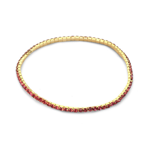 Pulsera Enchapada en Oro Elástica con Circones Rosas