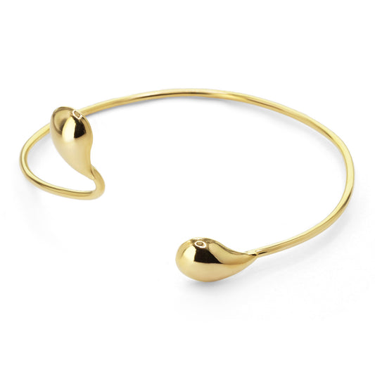 Pulsera Enchapada en Oro Esclava - Puntas de Gota Torcida