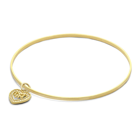 Pulsera Enchapada en Oro Esclava y Dije de Corazón con Circones