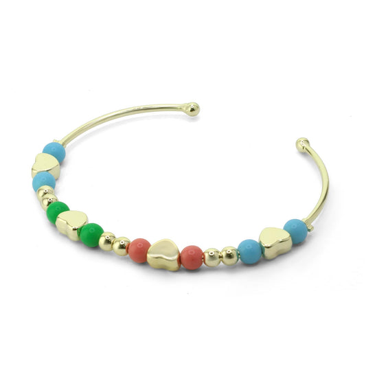 Pulsera Enchapada en Oro - Esclava con Esferas Colores