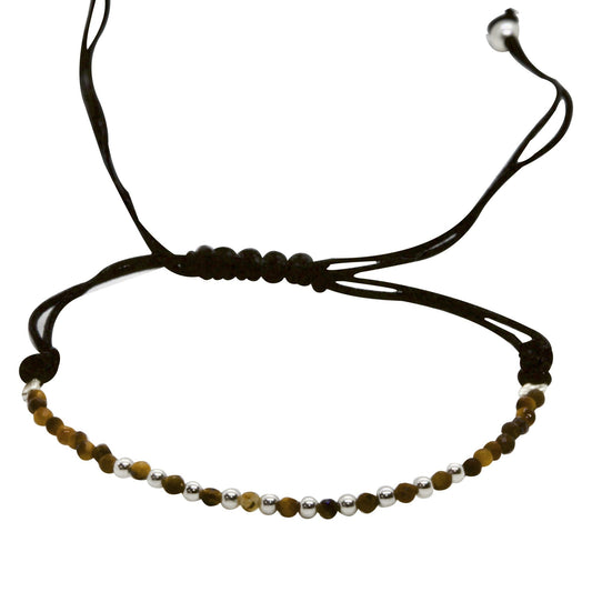 Pulsera Hilo Negro Con Ágatas Tonos Café