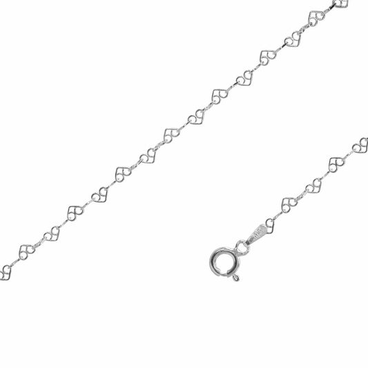 Tobillera de Plata Figuras de Corazón